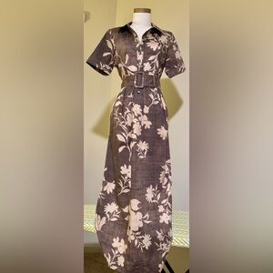 Spartina 449 Brown and Cream Floral Midi Dress